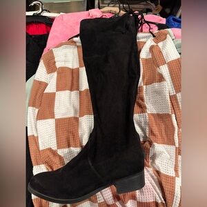 Black over the knee wide calf boot